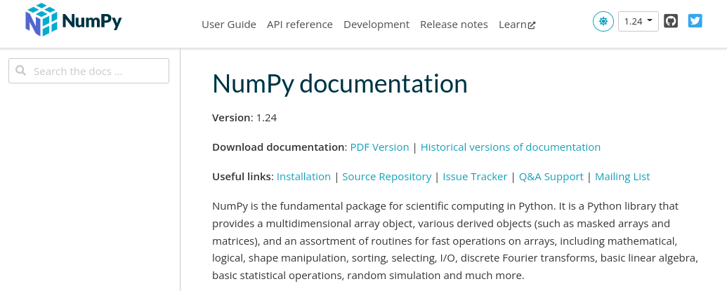 Numpy Online Documentation